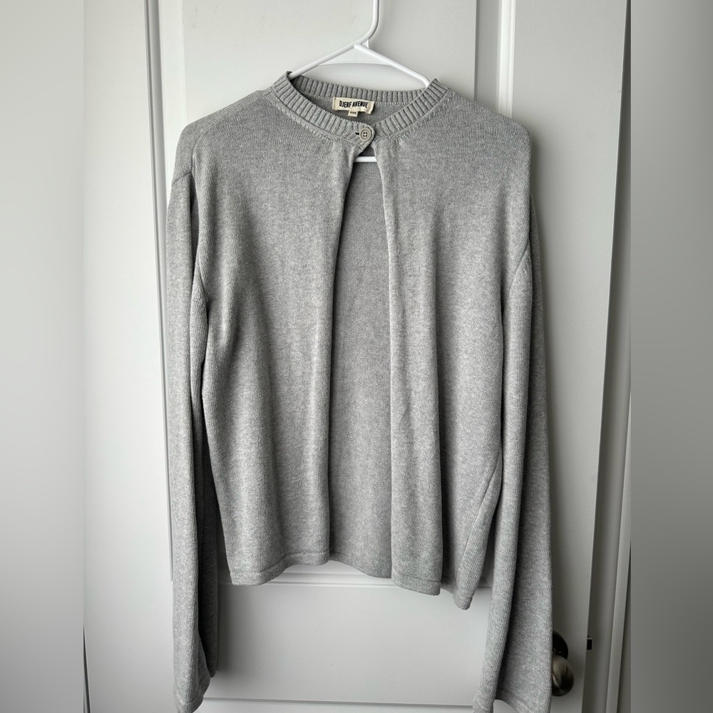 Gray Cardigan Sweater with Open Front and Long Sleeves from Djerf Avenue